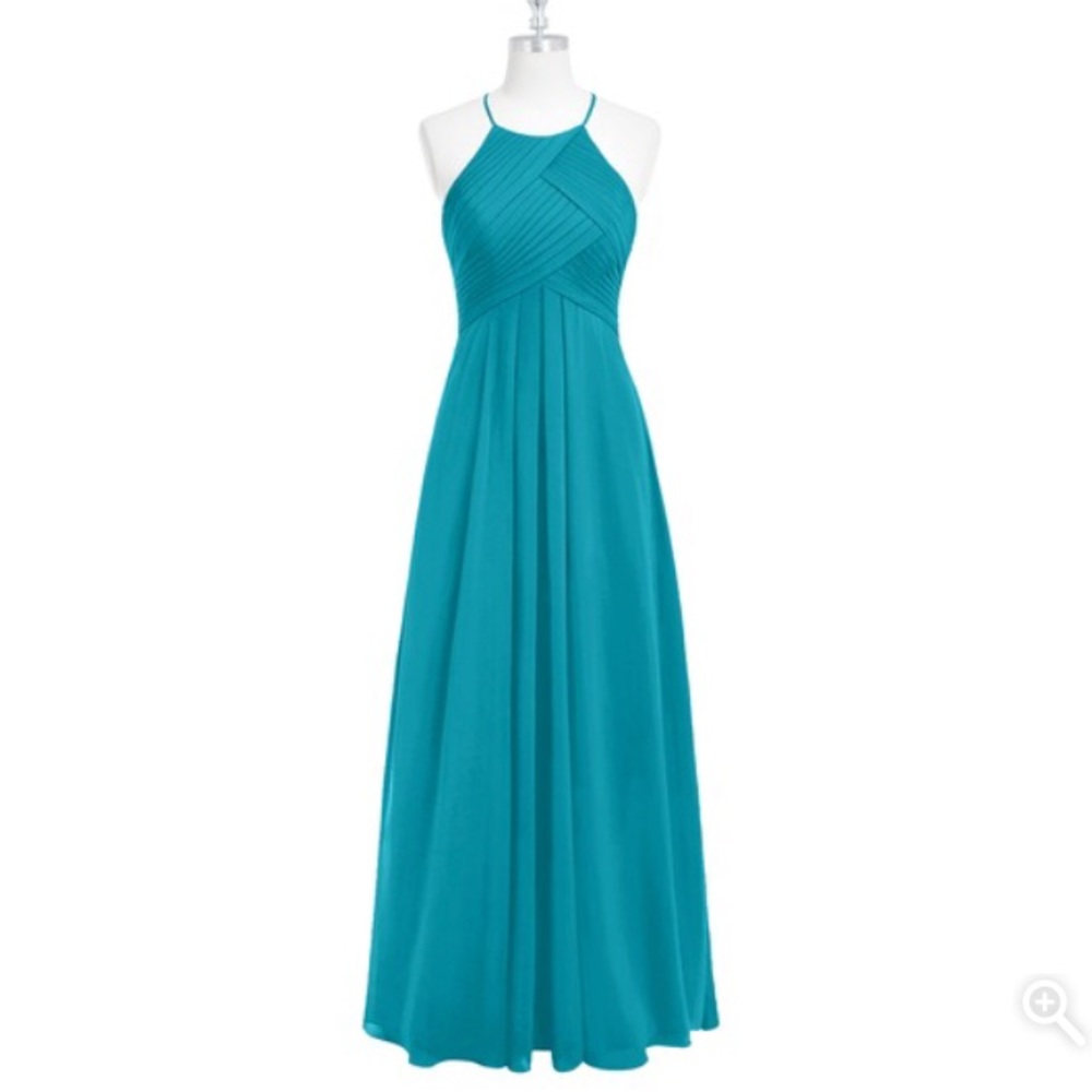 Azazie Teal Halter Bridesmaid Dress
